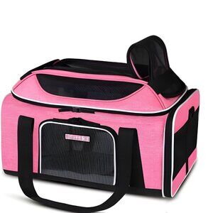 Petskd Pet Carrier, Pink & Black 17 x 13 x 9.5 Inches. Airline Approved